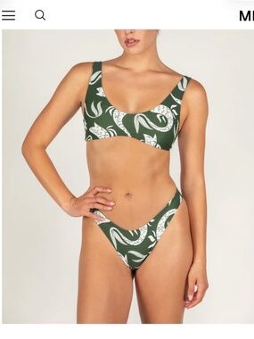Mikoh 2 piece swim suit- size large- Noam Bottom Bleu- Rue Top Ecru